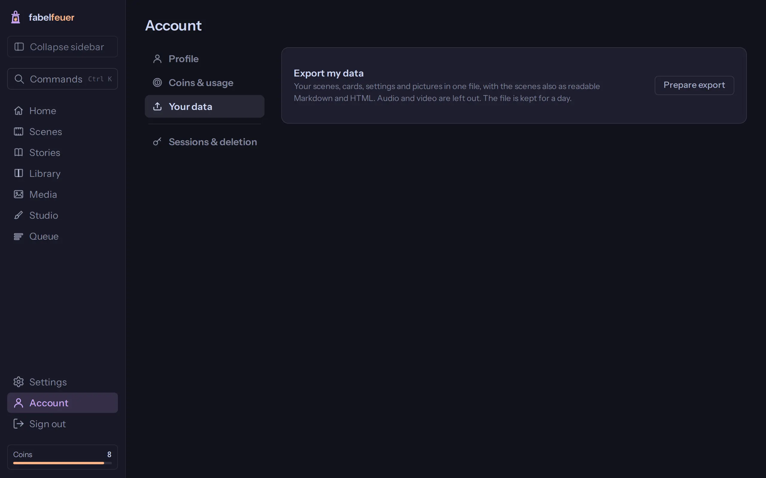 Export your data in one file.