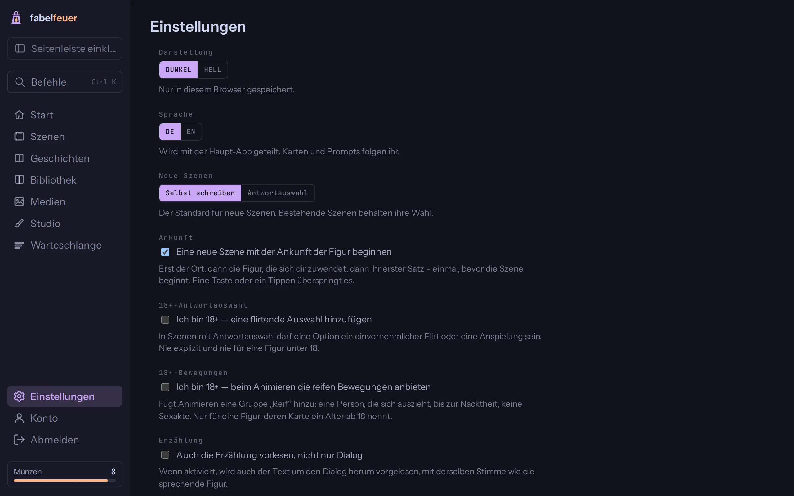 Die Einstellungen.